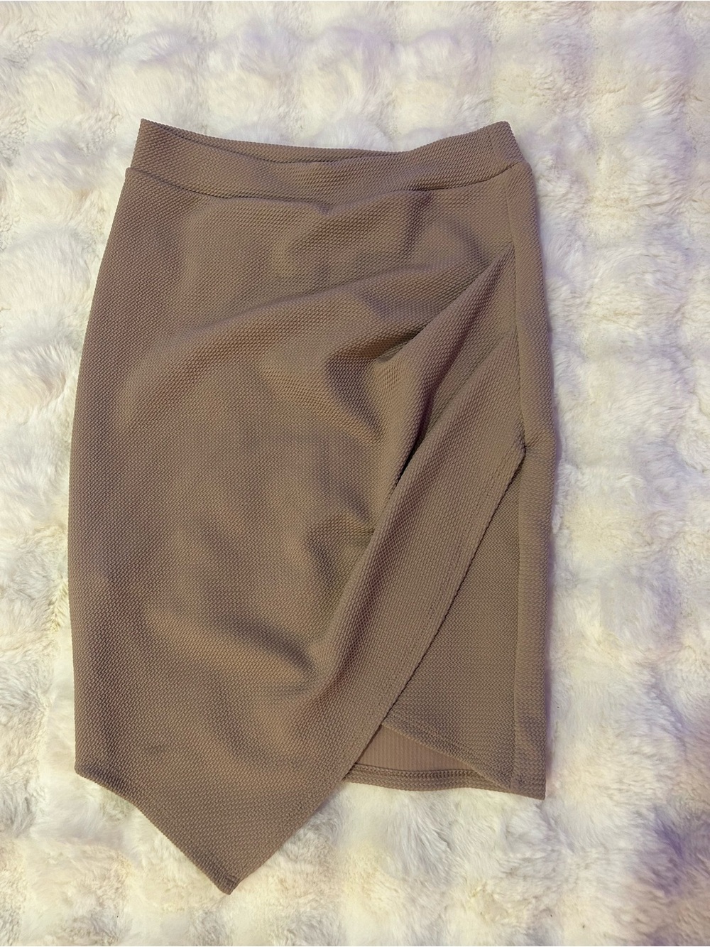 Asymmetric Wrap Pencil Skirt - Taupe